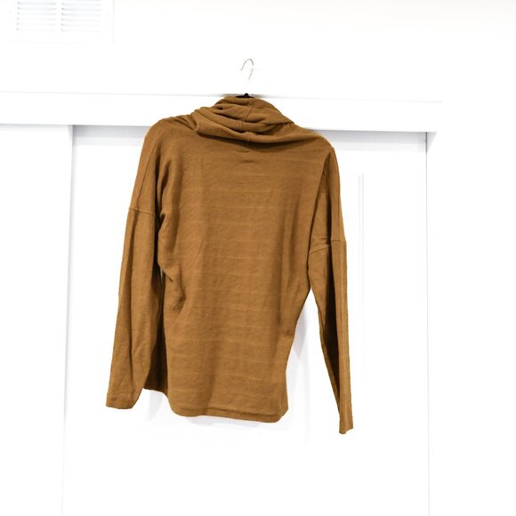 Michael Carrie Medium Cowl Neck Vintage Stitched Pullover in Mustard - Picture 4 of 5